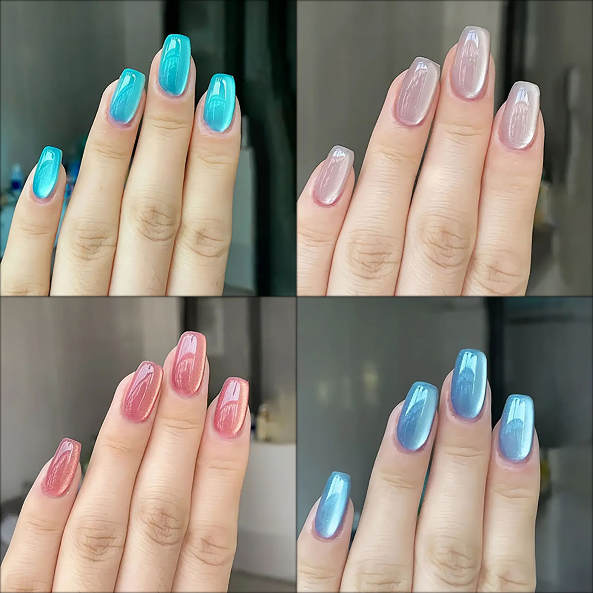 Nail Art Pink - 24 pcs/30 pcs สั้นบัลเล่ต์เล็บปลอมสําหรับผู้หญิงแมวตา Glitter สีเขียวสีฟ้าสีม่วงสีชมพูเงาเล็บเคล็ดลับกดบนเล็บ