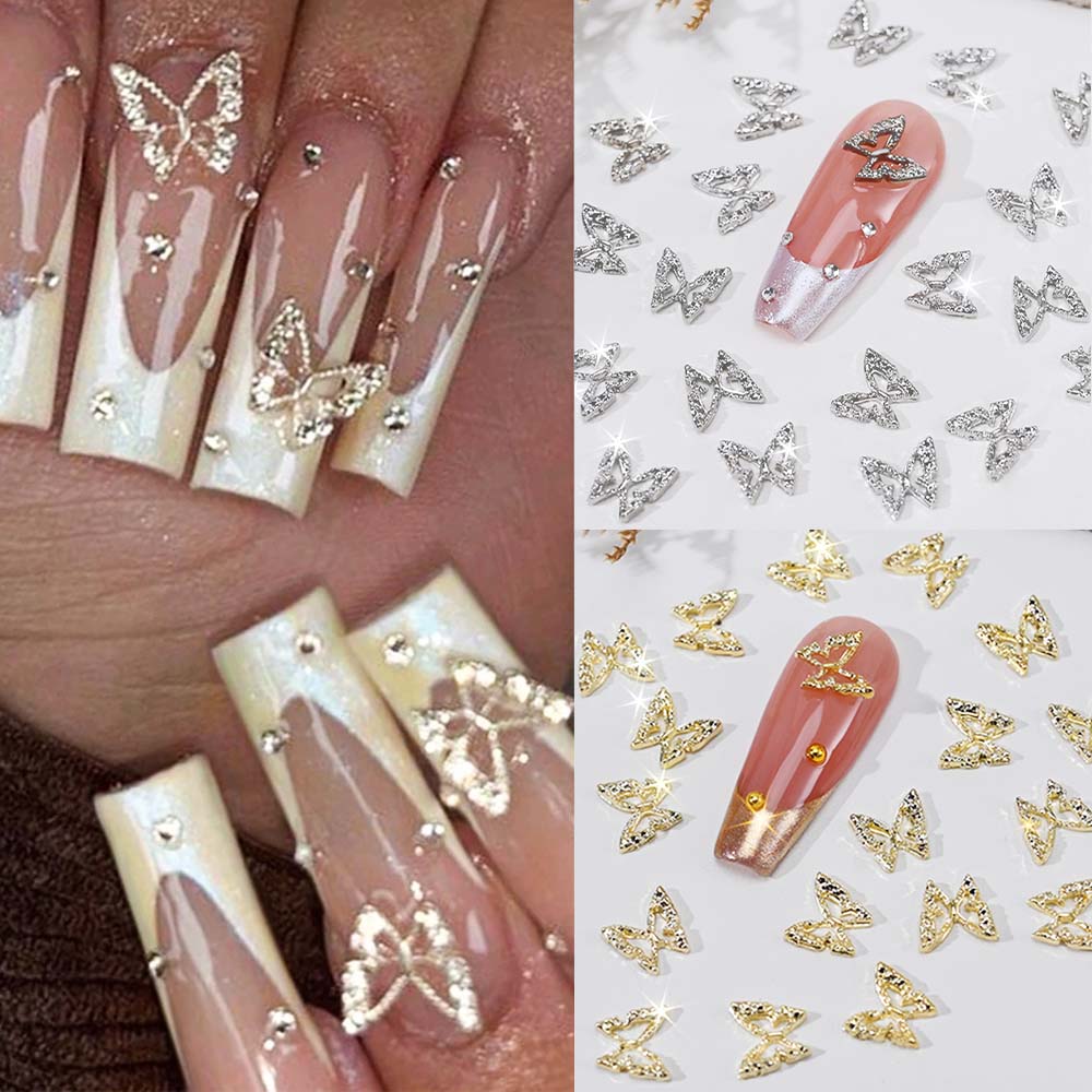 Nail Art Valentines Day - 20pcs 3D ประณีต Hollow ผีเสื้อ Rhinestones