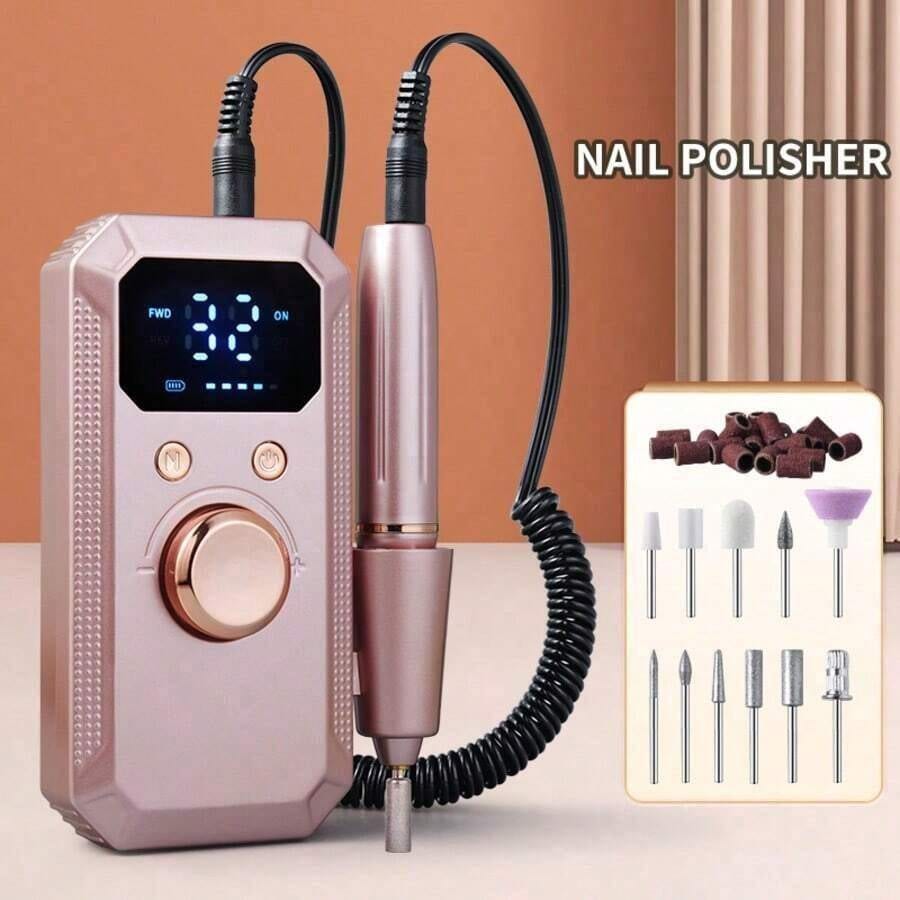 Nail Drill Machine - เครื่องเจียรเล็บไฟฟ้าแบบชาร์จได้ 20,000 รอบต่อนาที, เครื่องตะไบเล็บแบบพกพาสำหรับอะคริลิกและเจล, พร้อมหัวเจียร 11