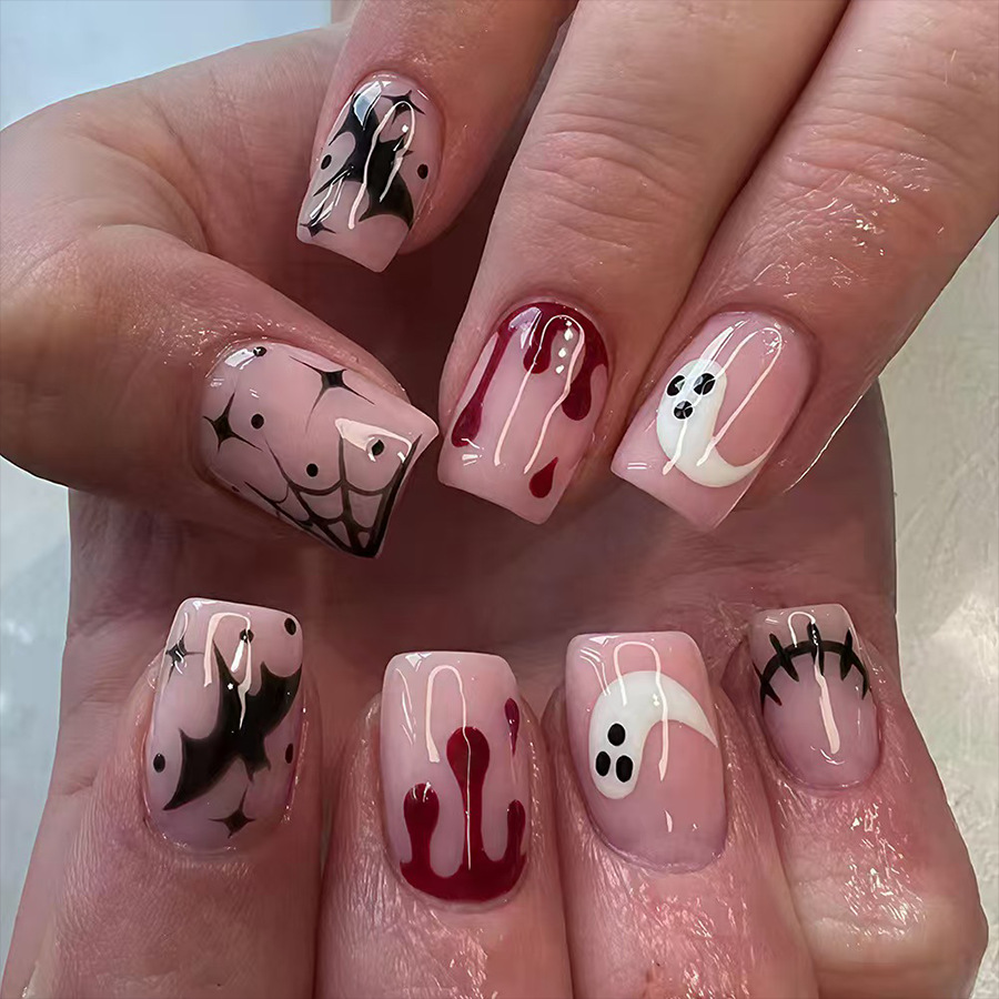 เล็บปลอมสำหรับฮาโลวีน 24 ชิ้น  - Nail Art Press On บทวิจารณ์และราคา