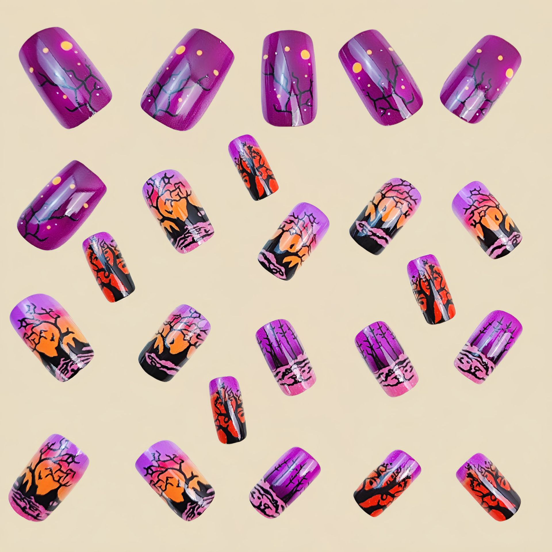 เล็บปลอมทรงสี่เหลี่ยมขนาดกลางส - Nail Art Orange บทวิจารณ์และราคา