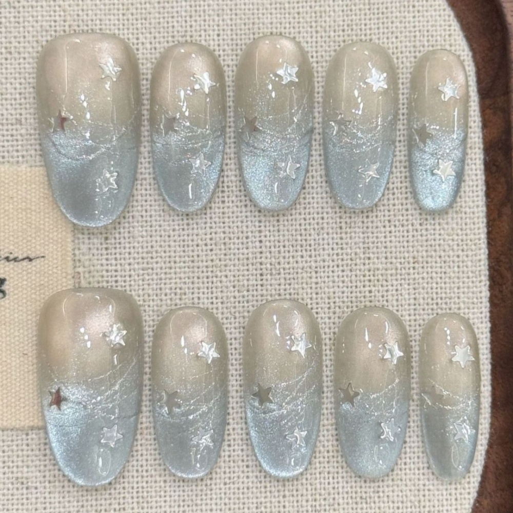 10pcs Cat's Eye Handmade เล็บป - Nail Art Pink บทวิจารณ์และราคา
